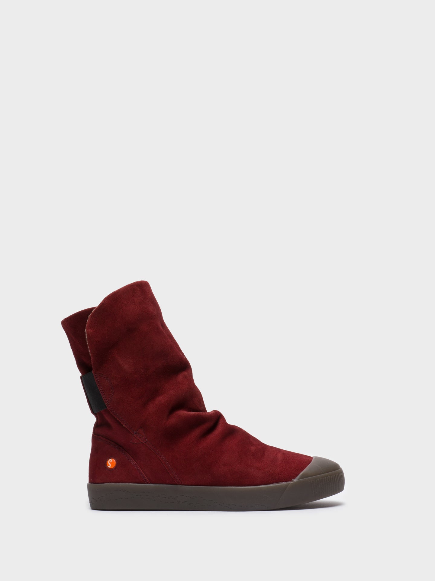 Softinos Red Round Toe Ankle Boots